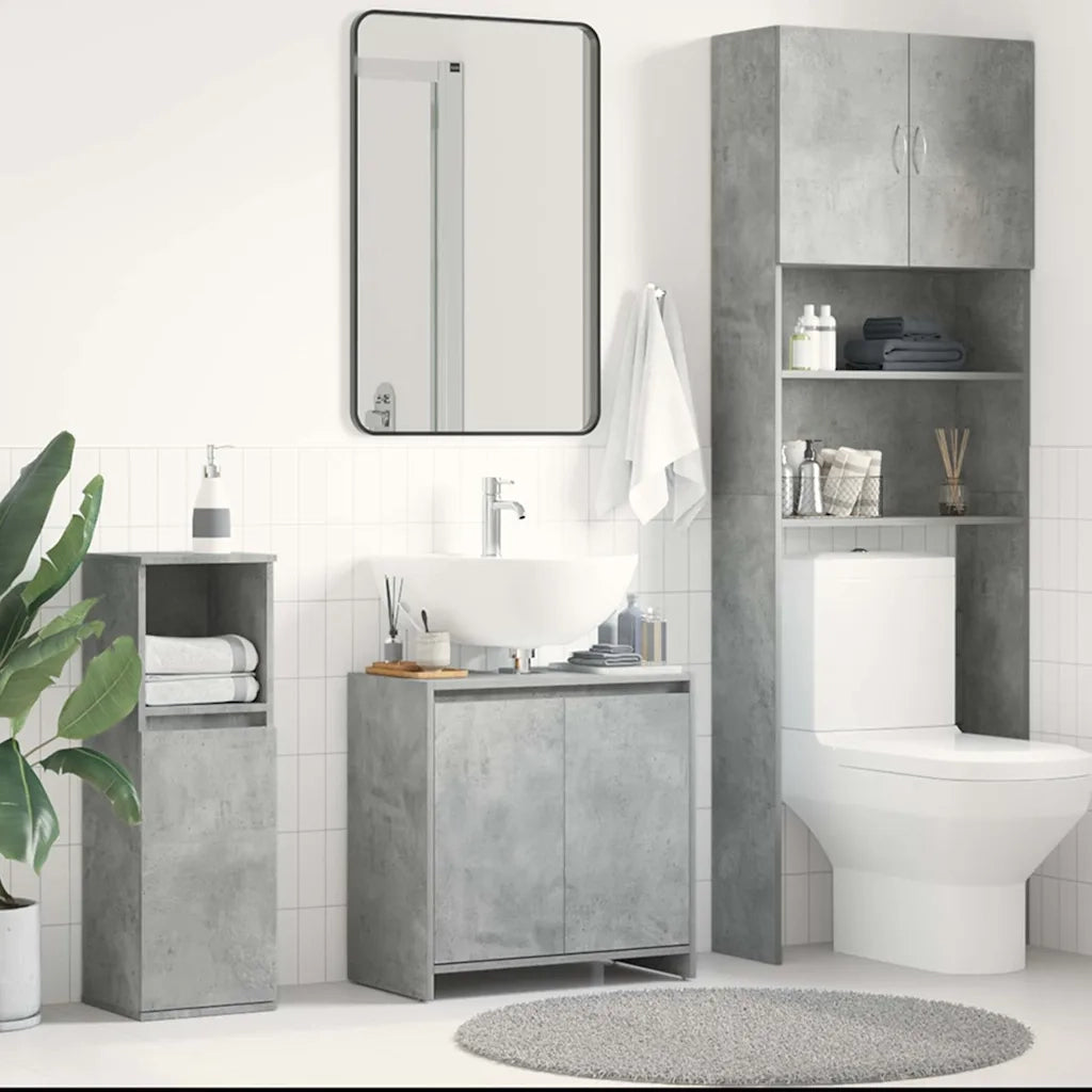 Mobile da Bagno | Armadio da bagno Grigio Cemento 60x33x61 cm in Legno Multistrato