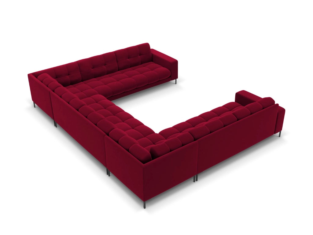 Cosmopolitan Design - Divano panoramico "Bali" 9 posti in velluto rosso 