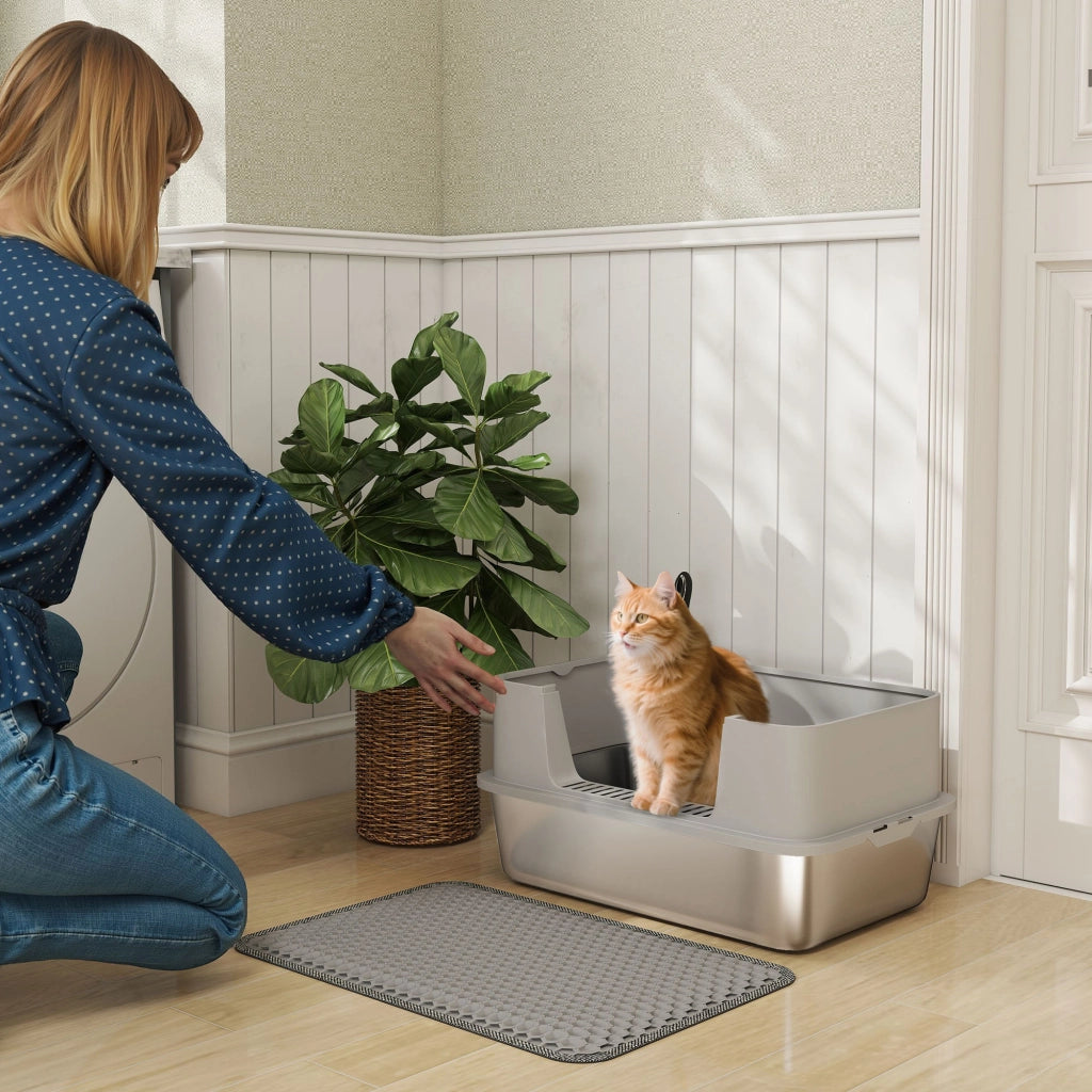 Lettiera per gatti XL in acciaio inox ¨C Xylo ¨C 60,2x40,2x29,5 cm grigio