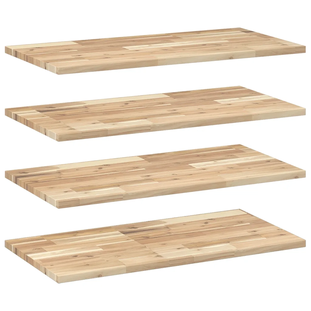 4 pz Mensole da Parete | Scaffali a Parete | Ripiano a parete 80x40x2 cm Legno Acacia Non Trattato