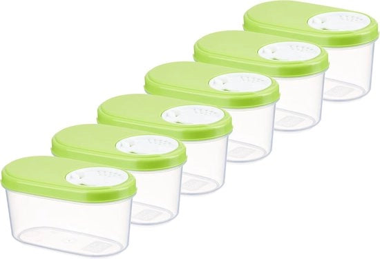 Set di 6 contenitori a chiusura ermetica per spezie e alimenti, 0,14 l, verde