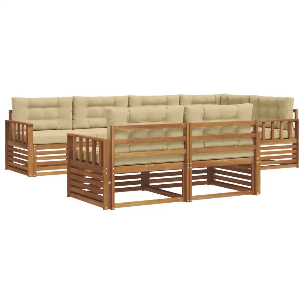 Set di divani da esterno con cuscino 7 pcs Naturale e Beige 3373613