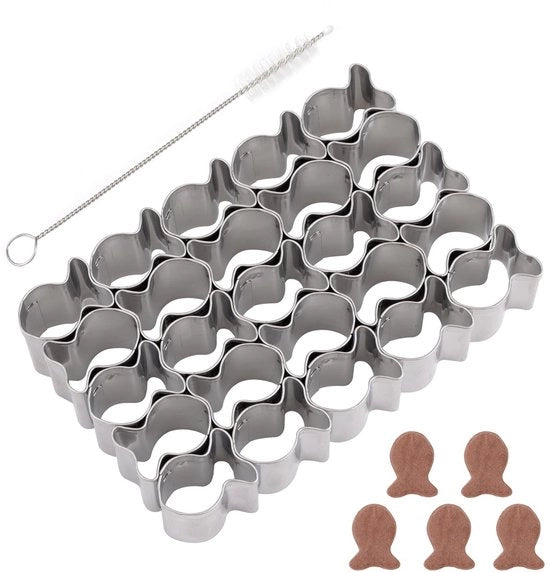Snidatrici biscotti da 25 cavità in acciaio inossidabile - inclusa spazzola di pulizia - mini snidatrice biscotti - accessorio da forno - dimensioni 9,8x6,5x2cm - stampo biscotti