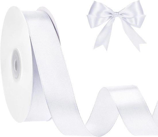 Lint satinato bianco 25 mm per decorazione di matrimonio e imballo di regalo