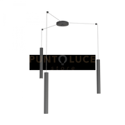 ROUND TUBE SOSPENSIONE 3 LUCI GRIGIO ANTRACITE CAVO CM.250 CON BASE 1174-S3-GA