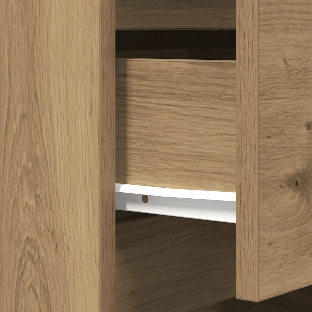 Comodino con 3 Cassetti Rovere Artigianale 39x35x65 cm 861353