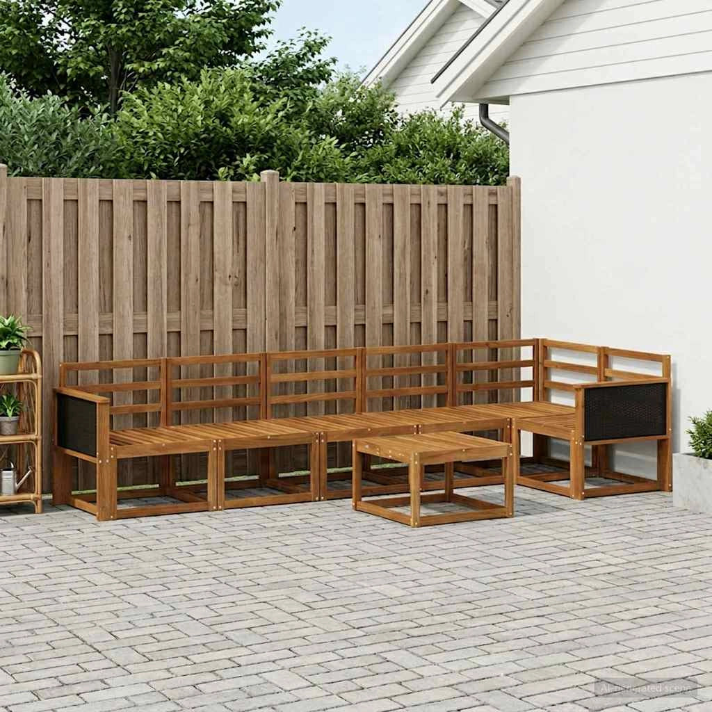 Set di divani da esterno 7 pz Naturale Legno di Acacia Massello 3385260