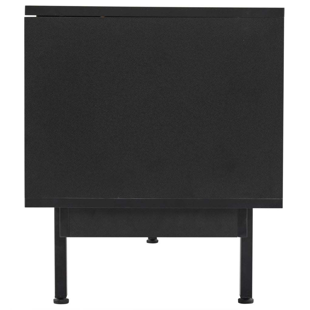 Mobile TV 200x40x51 cm con ante e ripiani aperti in truciolato nero