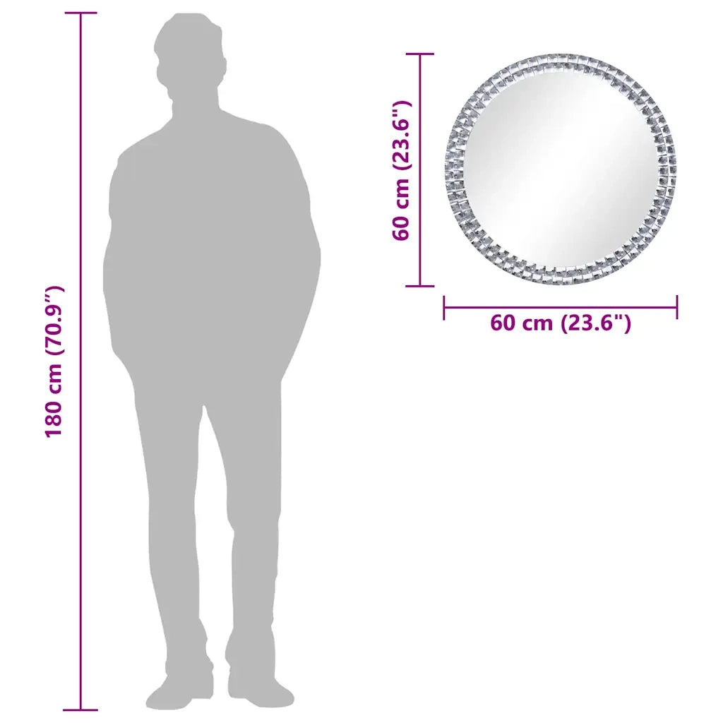 Specchio da Parete 60 cm in Vetro Temperato 249449