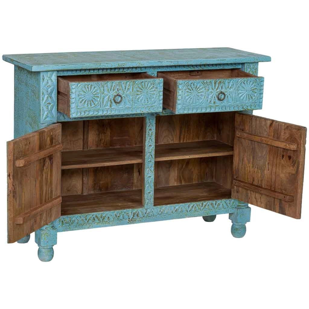 Credenza in legno blu 120x40x90 cm