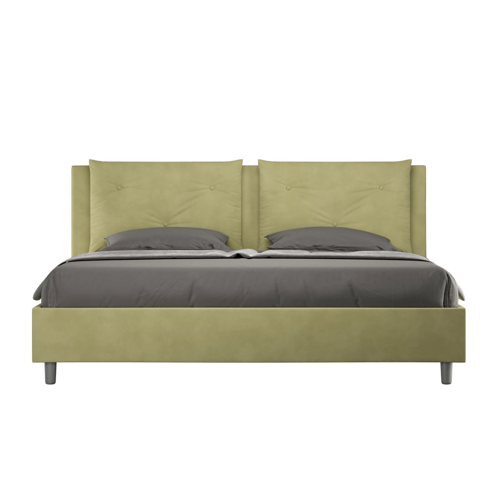 BS COM Letto senza rete imbottito 180x190 microfibra tè verde