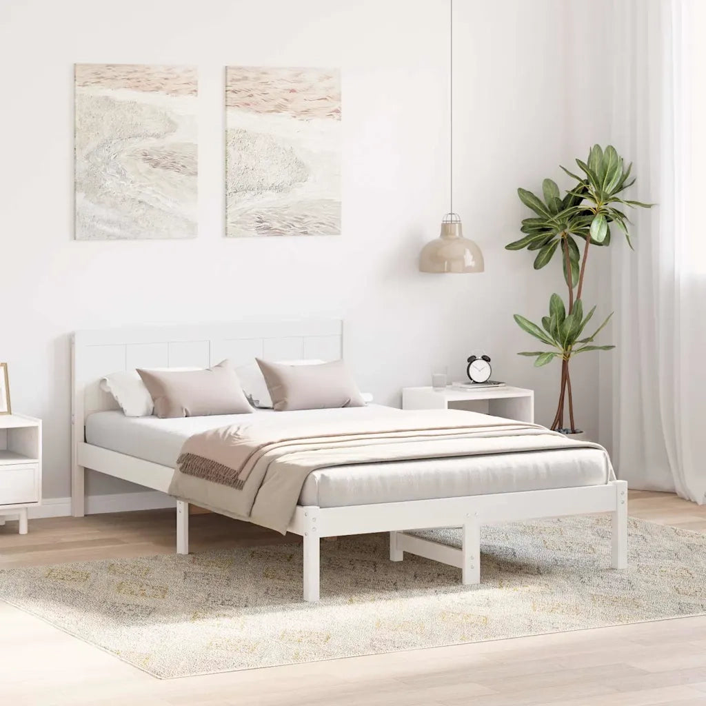 Struttura del letto Bianco 135 x 190 cm Legno massello di pino