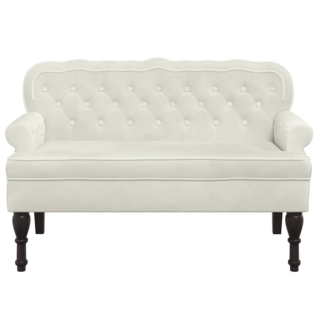 Panca con Schienale-Divano Sedia Crema 119,5x64,5x75 cm in Velluto