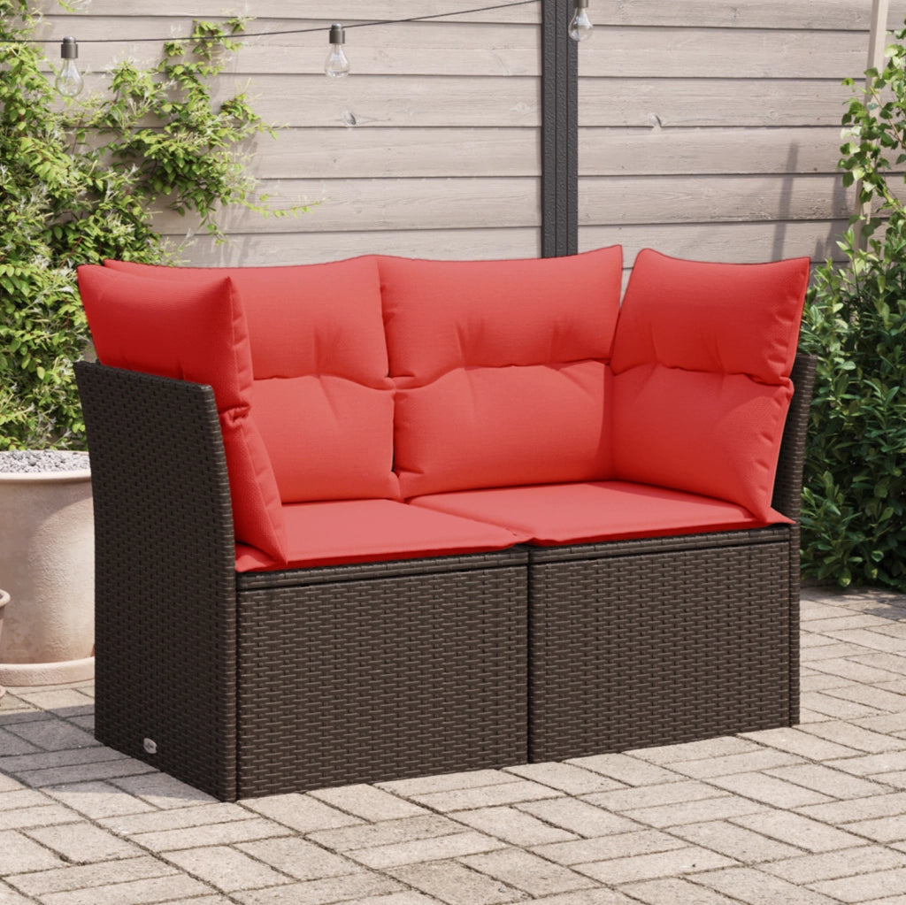 Divano da giardino con cuscini a 2 posti marrone in polyrattan 366226