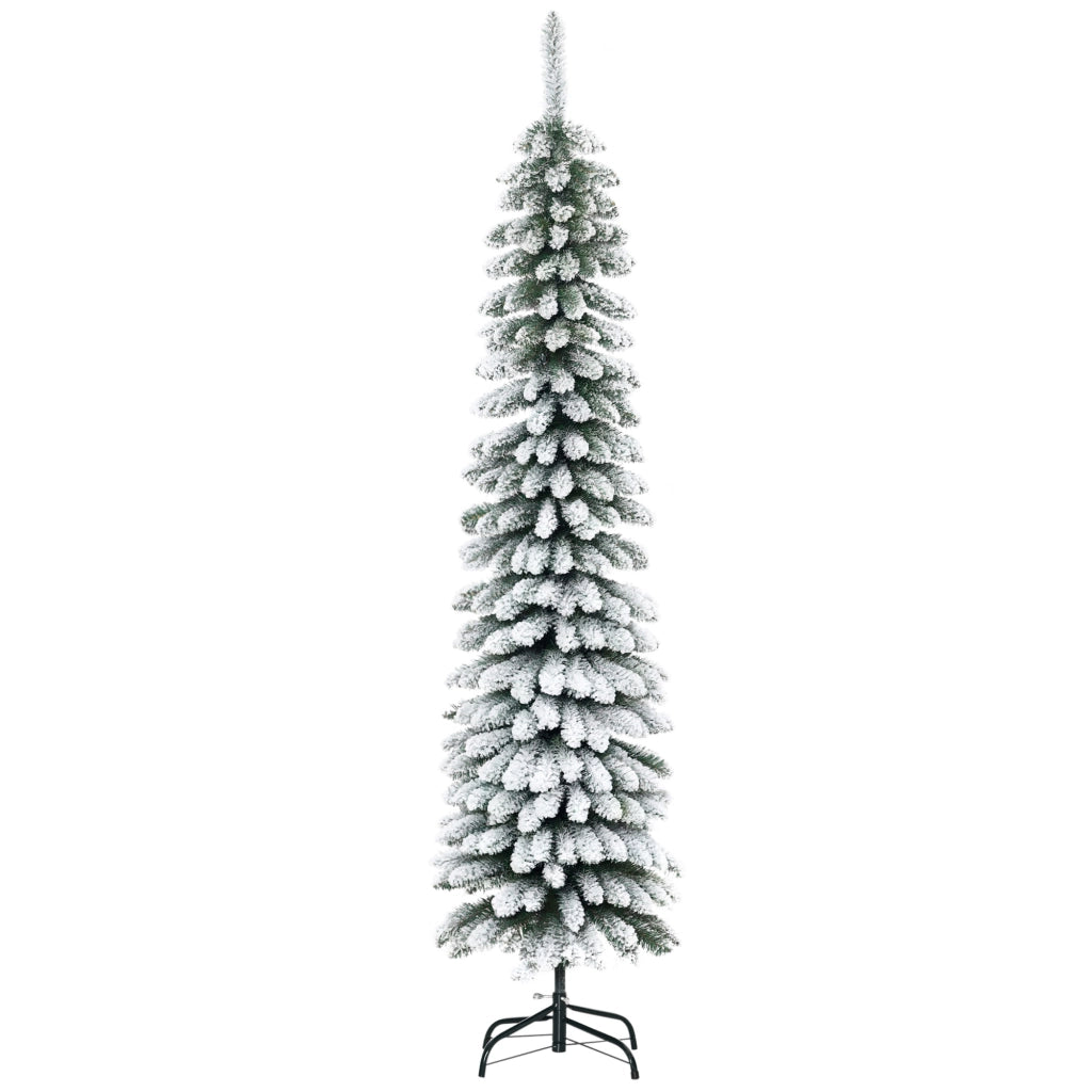 Albero di Natale Artificiale Innevato 180cm ¨C Xylo ¨C Verde/Bianco Ignifugo Slim