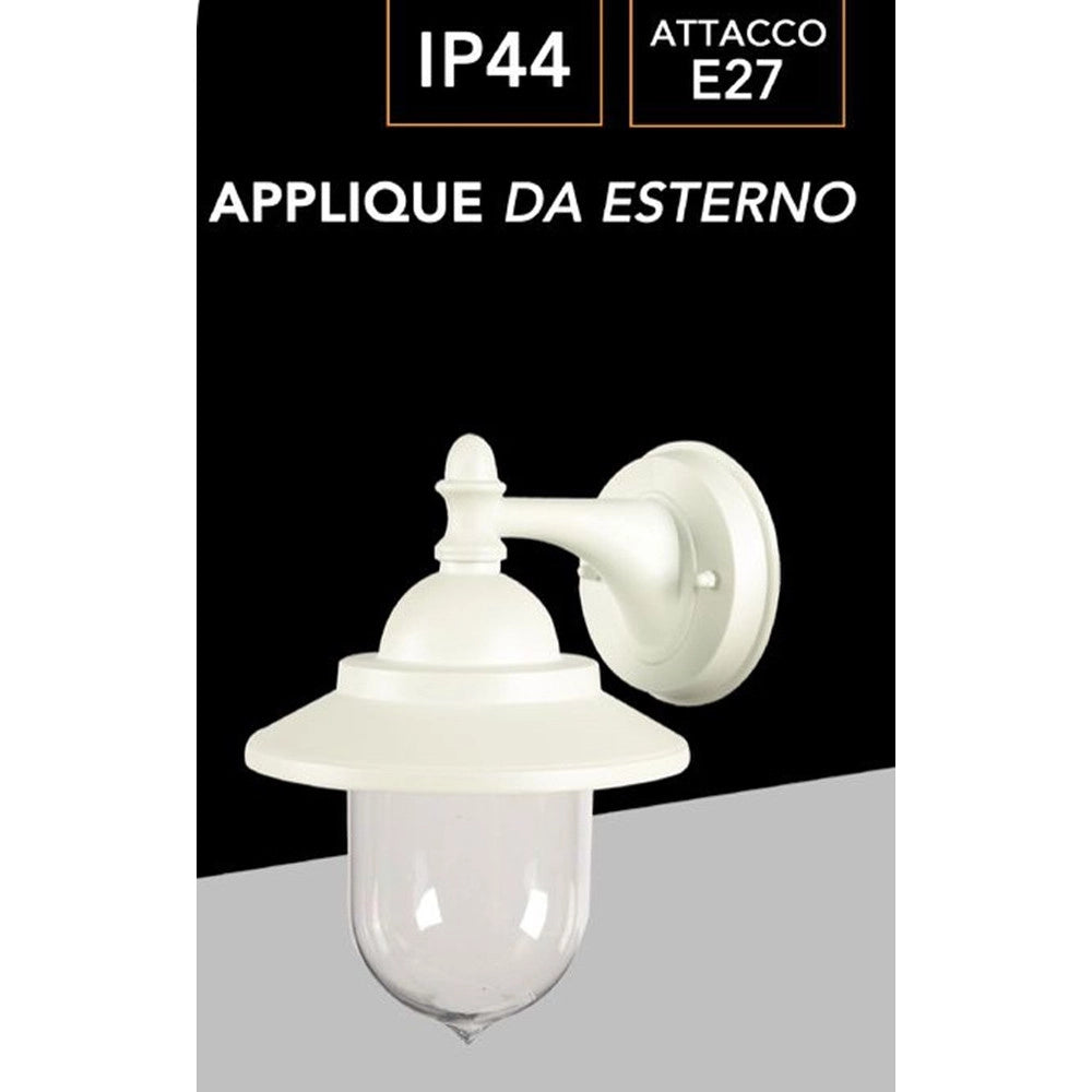Trade Shop - Lanterna A Parete Stile Retrò Lampada Da Muro Per Giardino Facciate E27 Ip44 524wa-b247 - Bianco