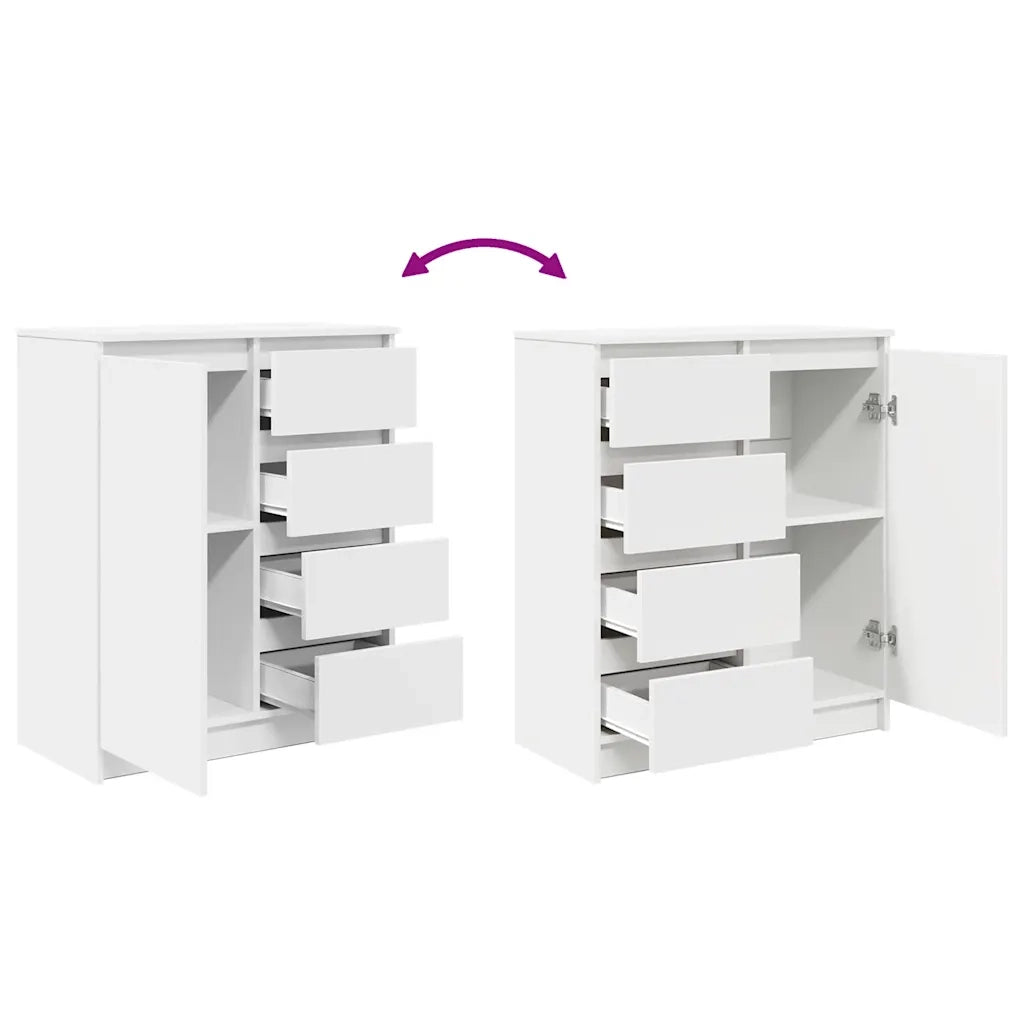 Credenza | Madia | Buffet da pranzo | Armadio da pranzo con Cassetti Bianco 71x35x84 cm in Legno Multistrato