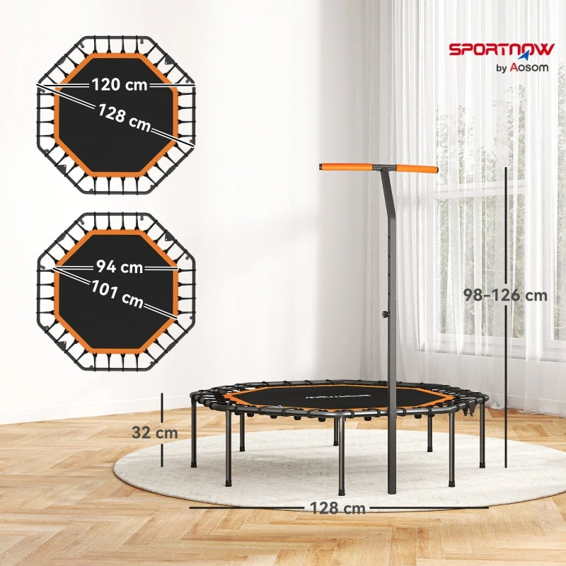 Trampolino fitness pieghevole con manubrio regolabile, bungees silenziosi, uso indoor, senza accessori, nero