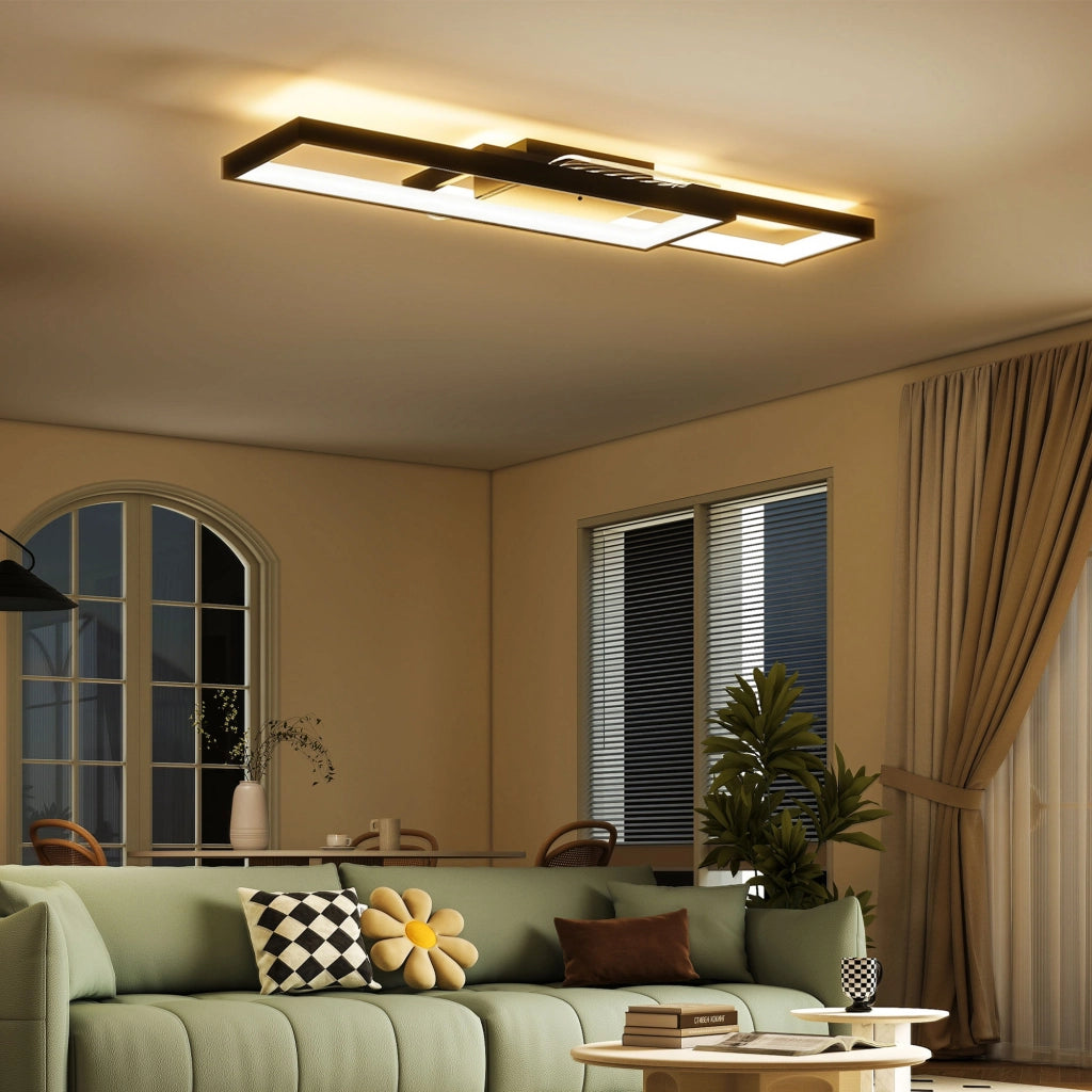 Lampada LED Soffitto Dimmerabile con Telecomando ¨C Minimal ¨C Nero 70x30 cm