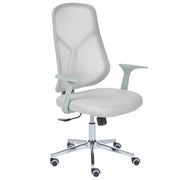 Sedia da ufficio grigio chiaro con rivestimento in rete, base girevole, altezza regolabile, braccioli, per ufficio domestico, stile moderno