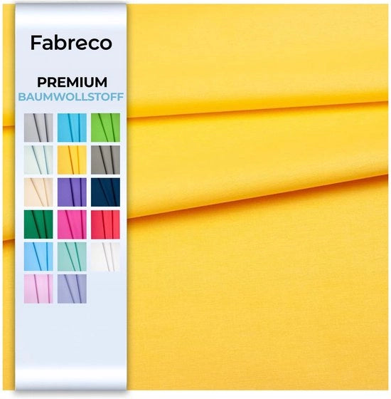 Stoffa in Cotone per Metro, Piana, 160 cm | 220 g/m – Soffice, Sostenibile e Idrorepellente | Tessuti per Sartoria e Decorazione | Tela | Giallo