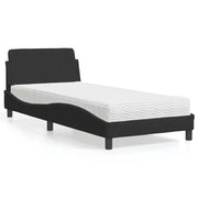 Letto con Materasso Dover Nero 90x200 cm in Velluto