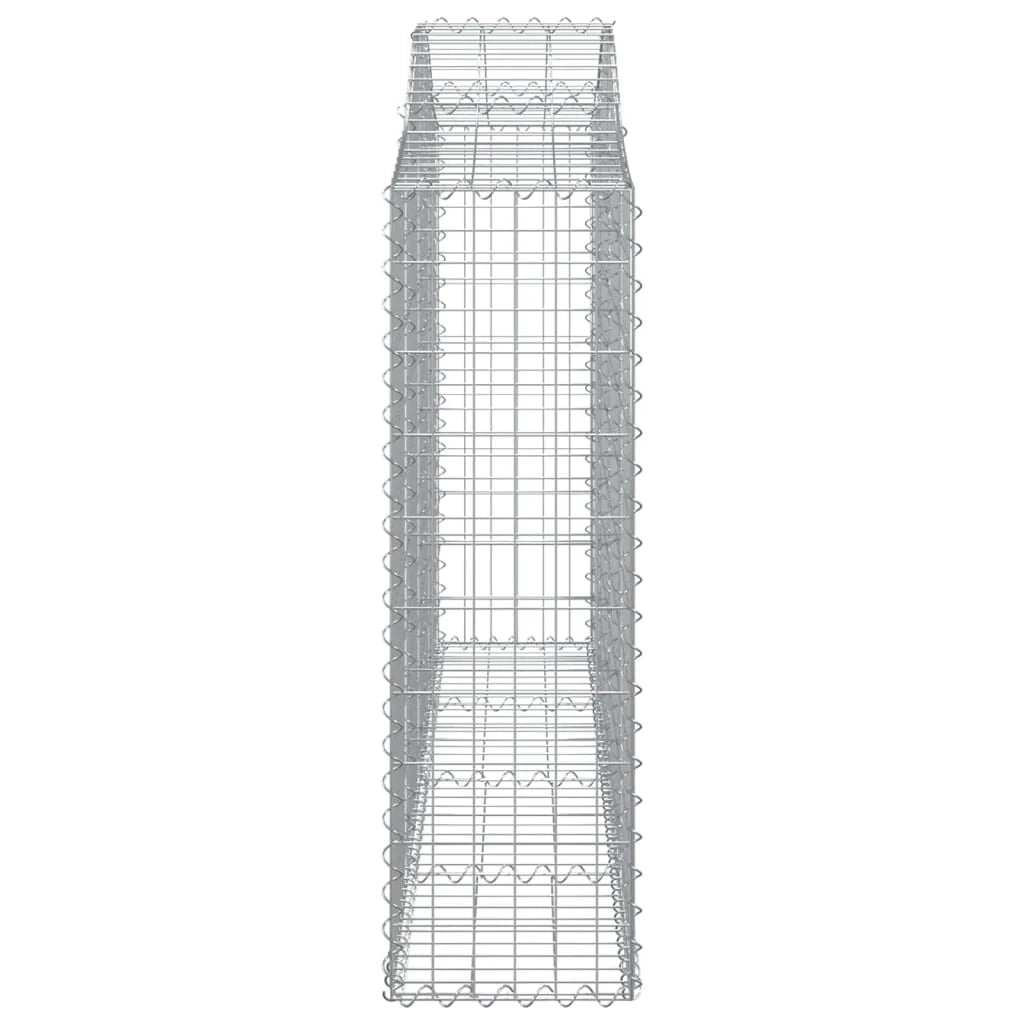 Cestini gabbioni recinzione a gabbia muro di contenimento ad arco 3 pezzi 200 x 30 x 100/120 cm ferro zincato argento 02_0040727