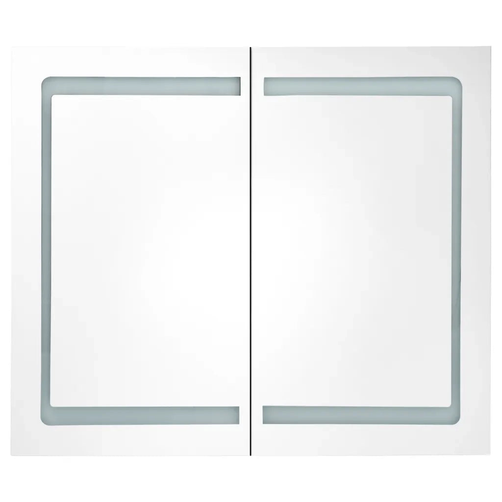 Armadietto Bagno con Specchio e LED 80x12,2x68 cm