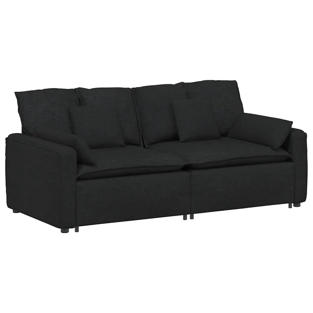 Divano Modulare con Cuscini-Sofa Modulare-Divanetto Nero 470636
