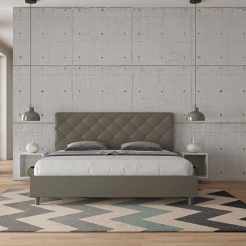 Letto senza rete imbottito 180x190 similpelle cappuccino Priya