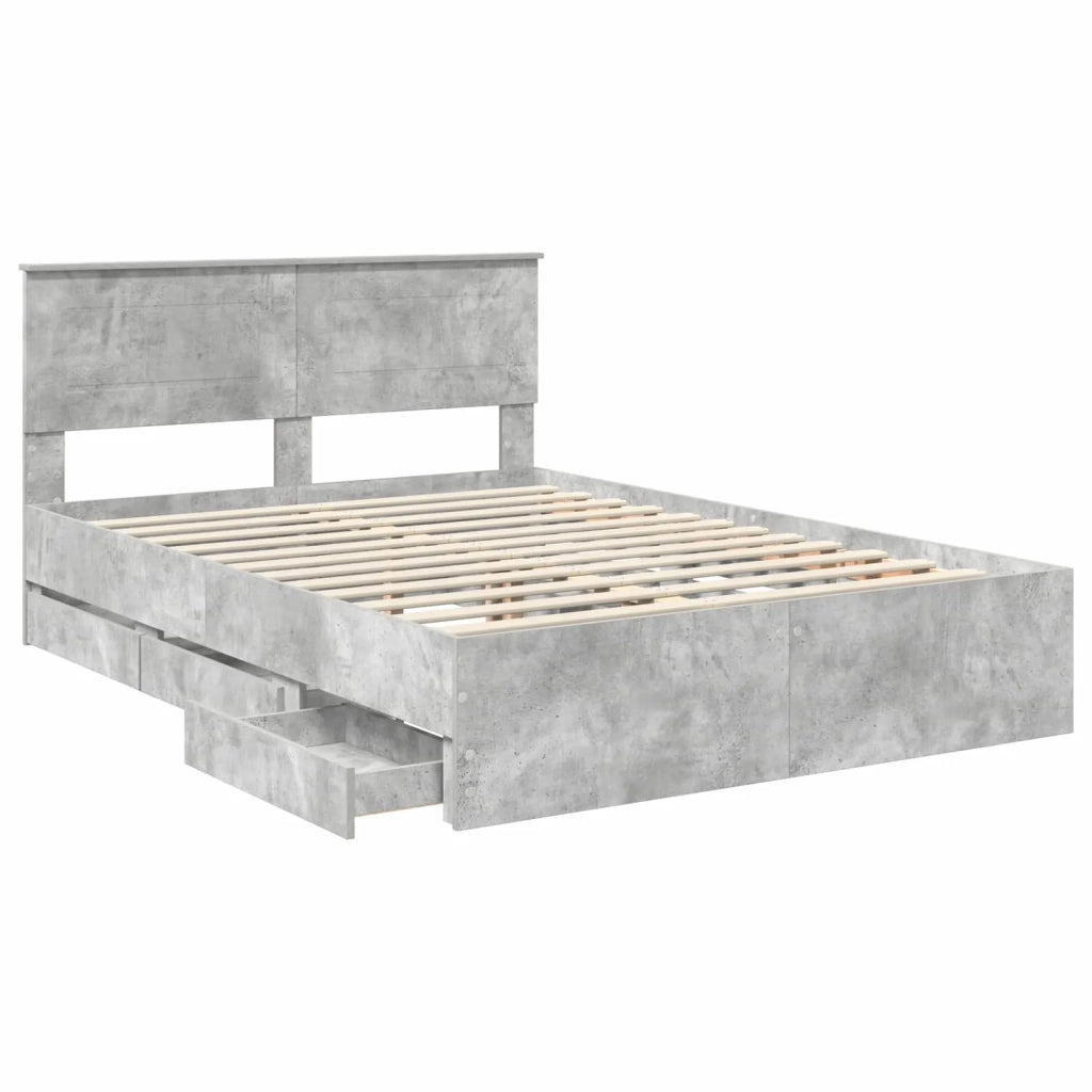 Struttura del letto con cassetto Grigio cemento 140 x 190 cm 3407980