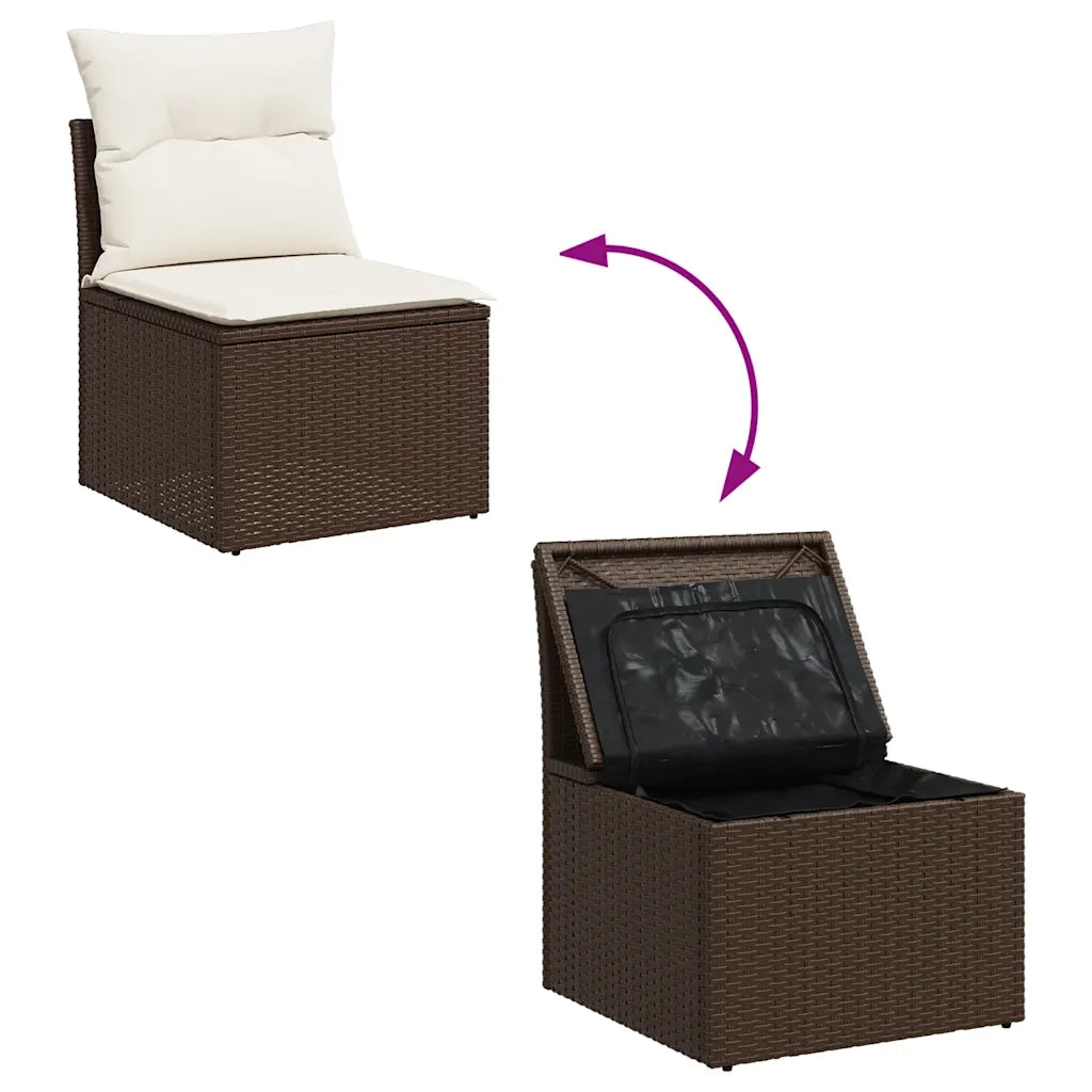 Set Divani da Giardino 7 pz con Cuscini Marrone in Polyrattan 3326494