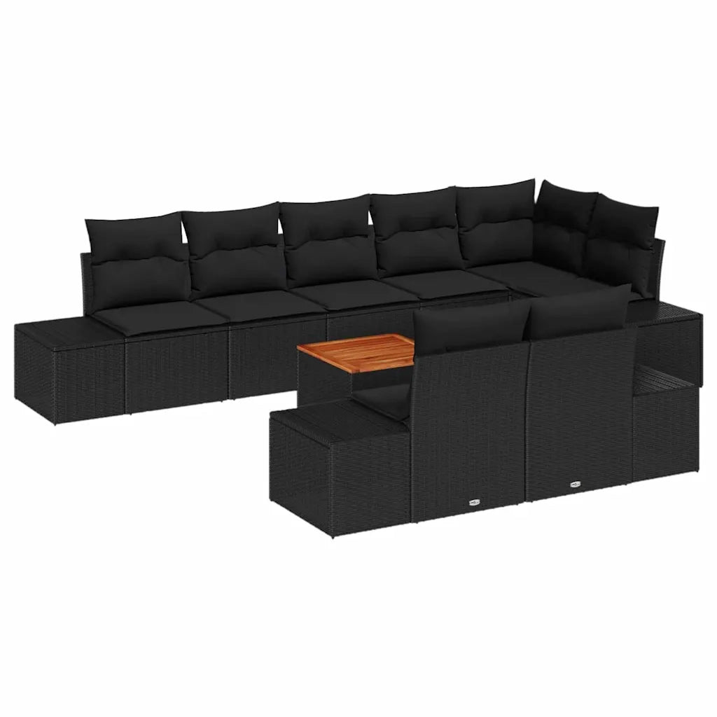 Set Divano da Giardino con archiviazione 9 pcs Nero 3356644