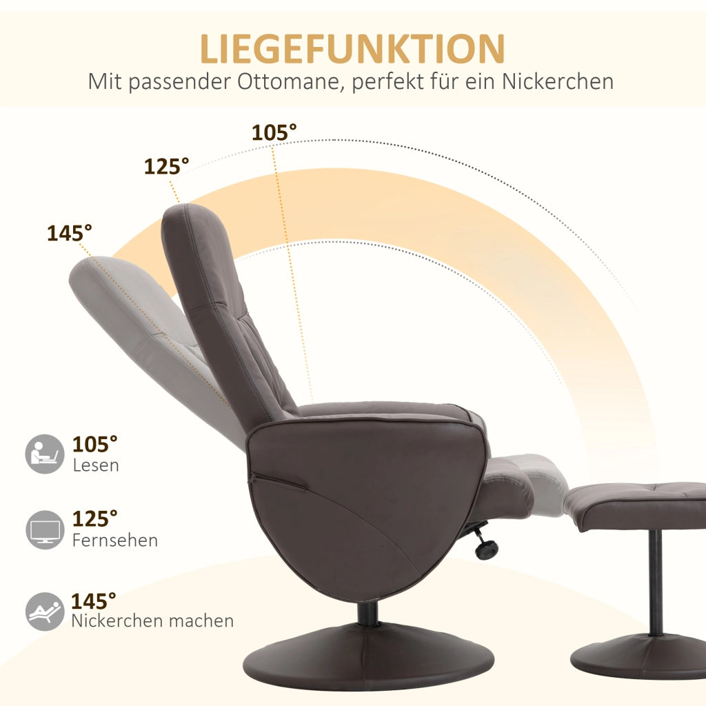 Set 2 Poltrone Relax con Poggiapiedi ¨C Xylo ¨C Schienale Reclinabile Regolabile Marrone