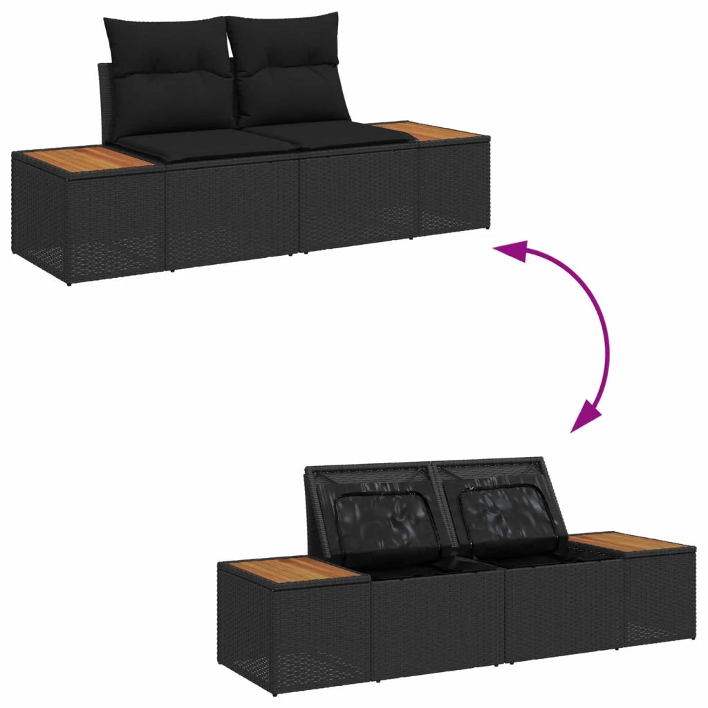 Set Divano da Giardino con archiviazione 6 pcs Nero Poly Rattan 3356693
