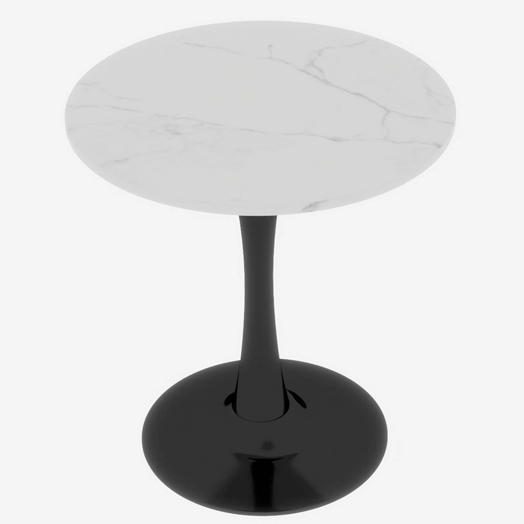 TAVOLO rotondo 70 cm in marmo artificiale nero e bianco