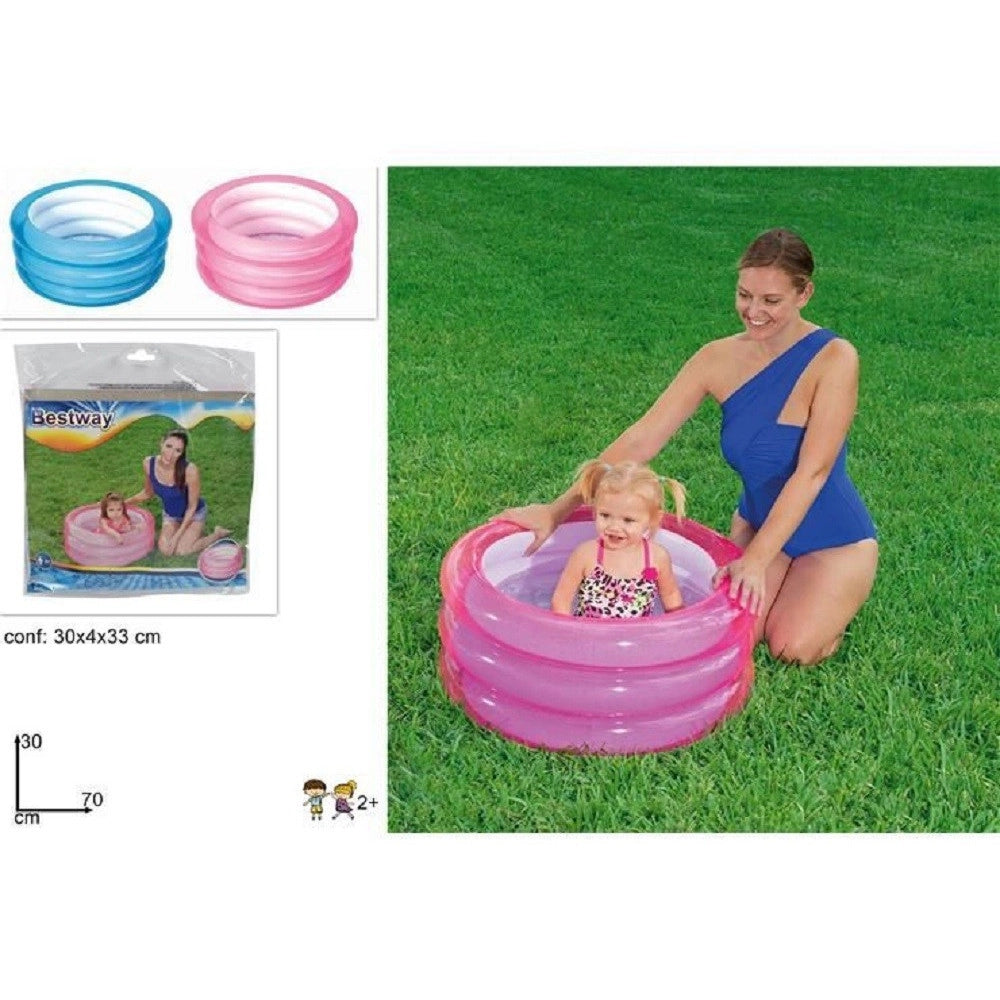 Trade Shop - Piscina Fondo Gonfiabile Per Bambini A 3 Anelli ø70x30cm Colori Assortiti 51033 -