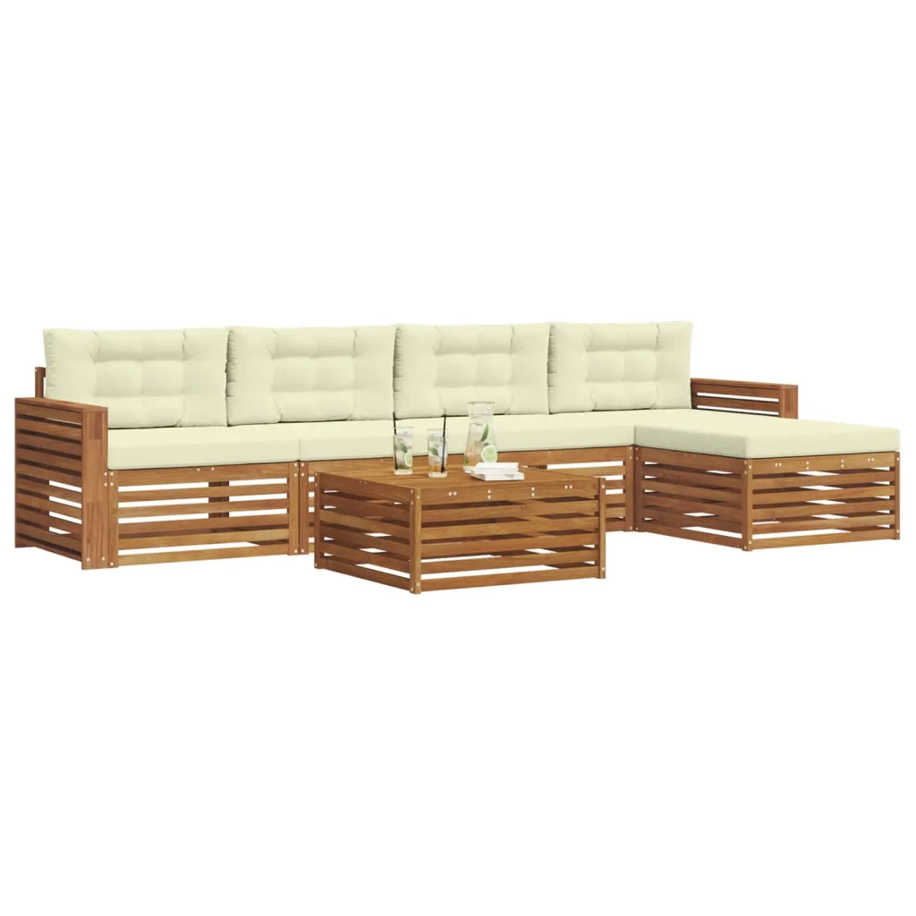 Set di divani da esterno con cuscino 6 pcs Naturale e Crema 3373345