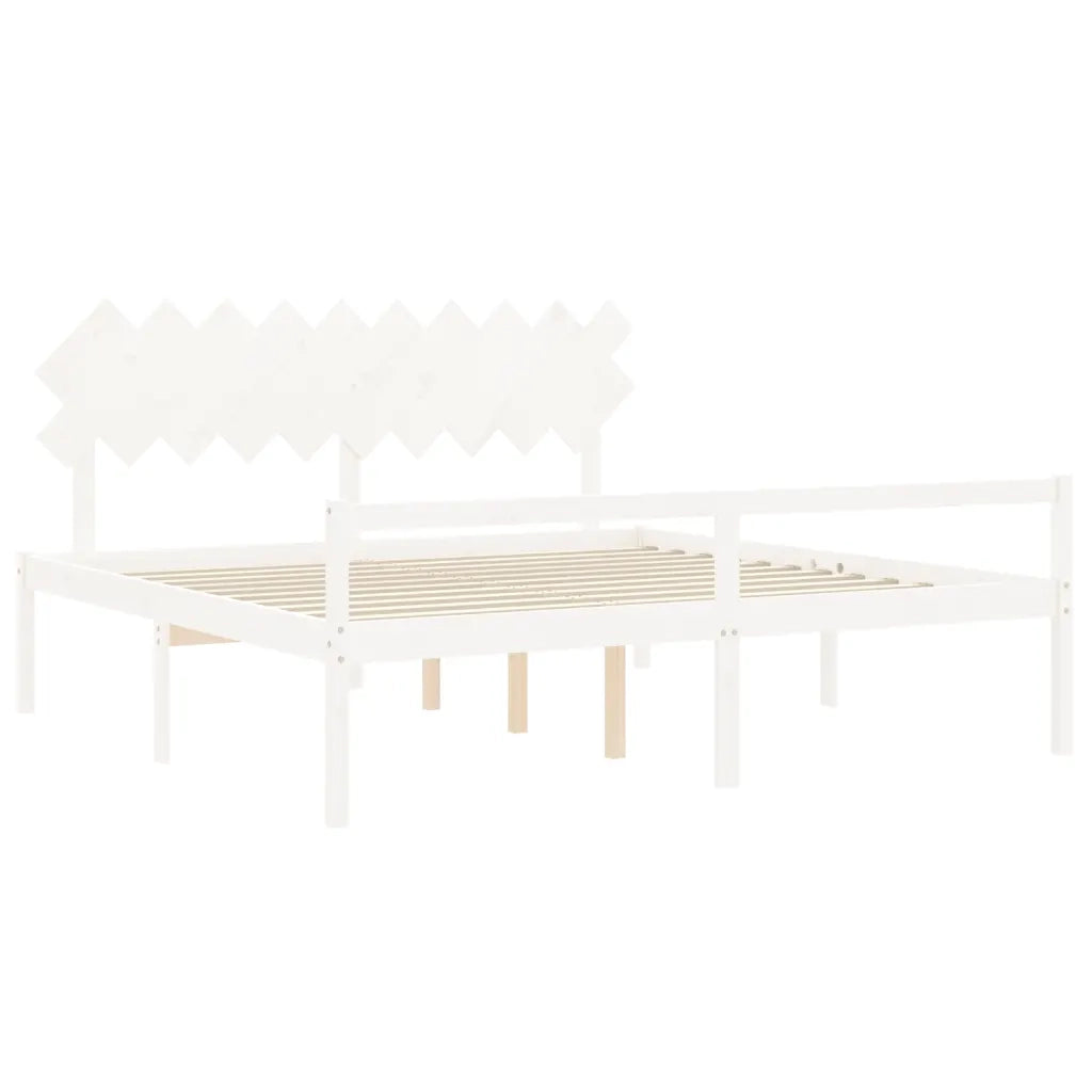 Letto per Anziani con Testiera-Struttura Letto per Anziani Bianco 200x200 cm Legno Massello 240112
