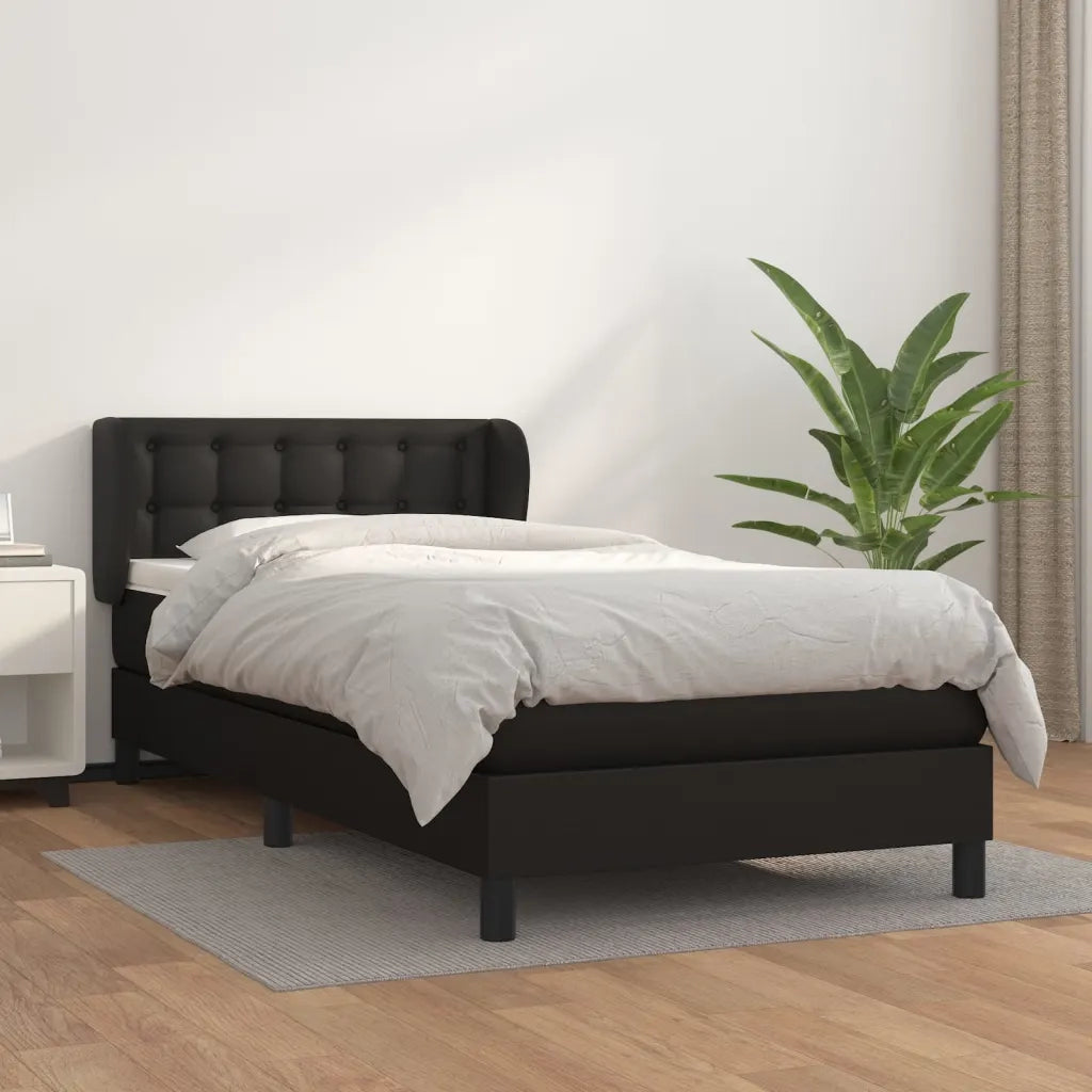 Giroletto a Molle con Materasso-Struttura Letto Nero 90x200 cm in Similpelle 703833