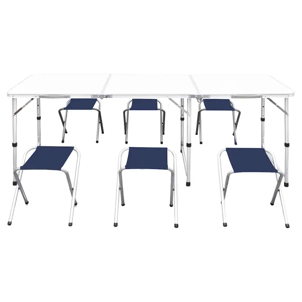 Set Tavolo da Campeggio Pieghevole 6 Sedie Regolabili 180x60 cm CFW2069129