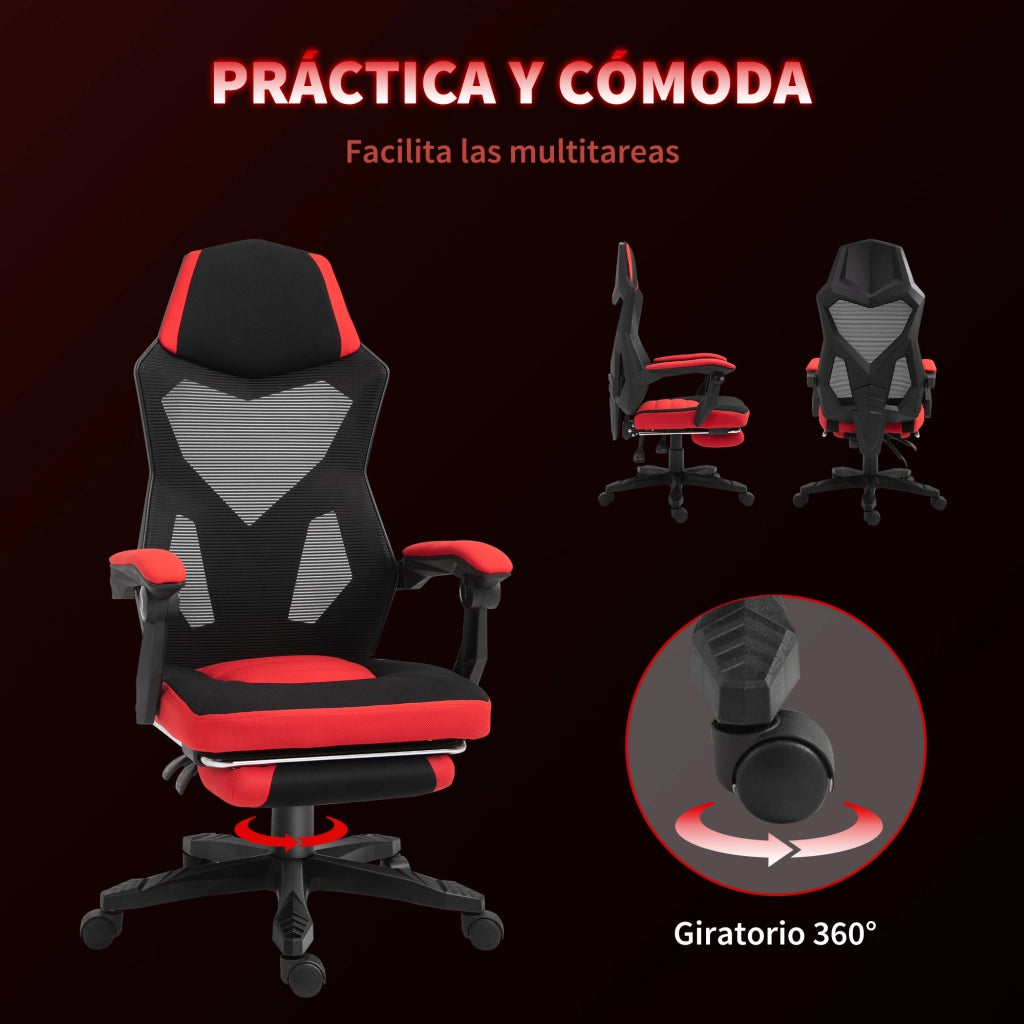 Sedia da Ufficio con Schienale Regolabile ¨C Minimal ¨C 58x63x112-122 cm Rosso e Nero