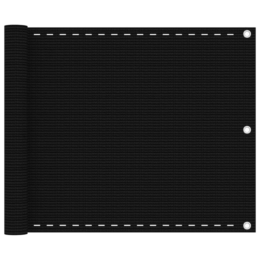 Schermo per balcone schermo per la privacy 75 x 500 cm HDPE nero 02_0010272