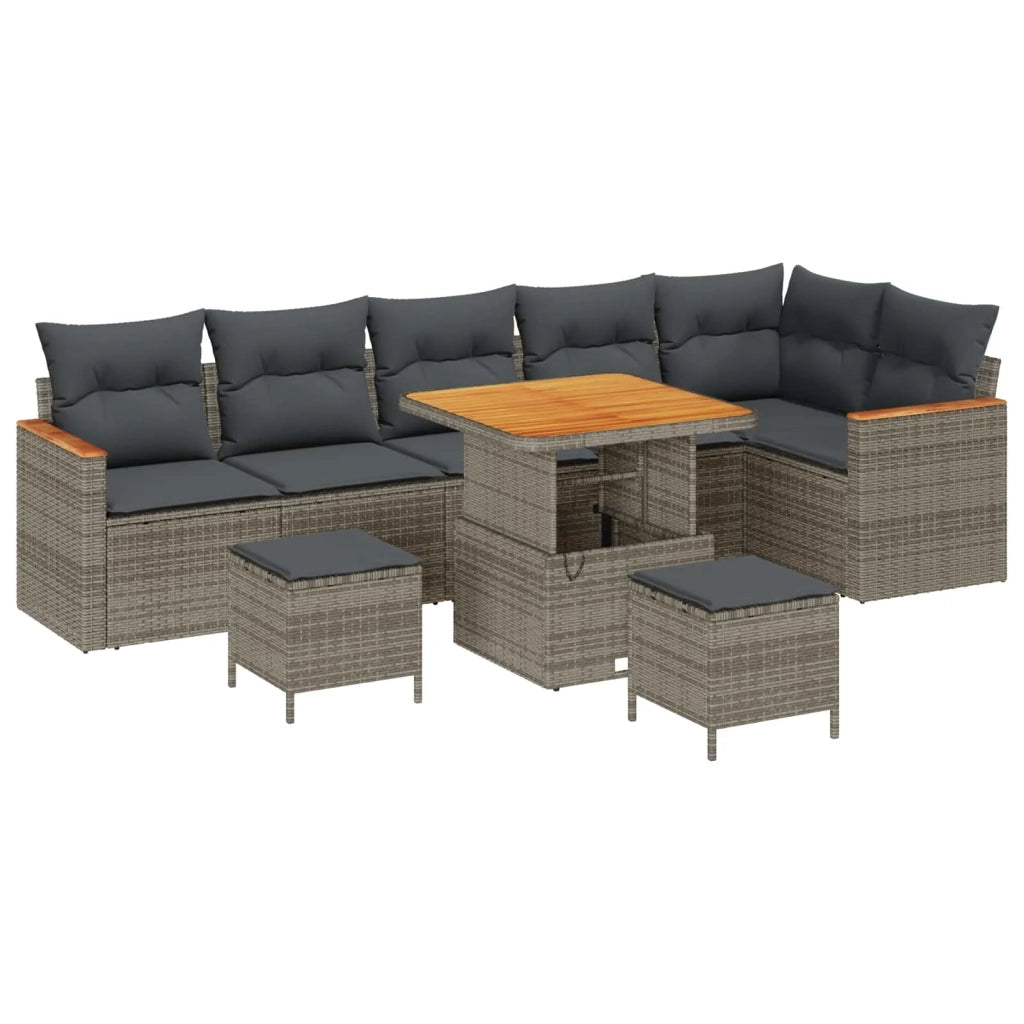 Set Divano da Giardino 9 pcs Grigio polyrattan 3362933