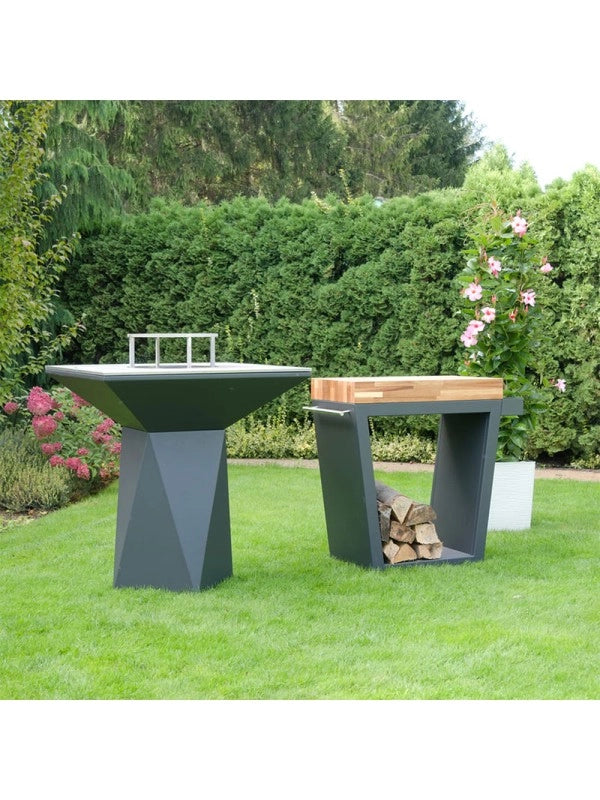 Braciere da giardino, Barbecue con griglia con gambe e copertura protettiva - G1 Basic grafite