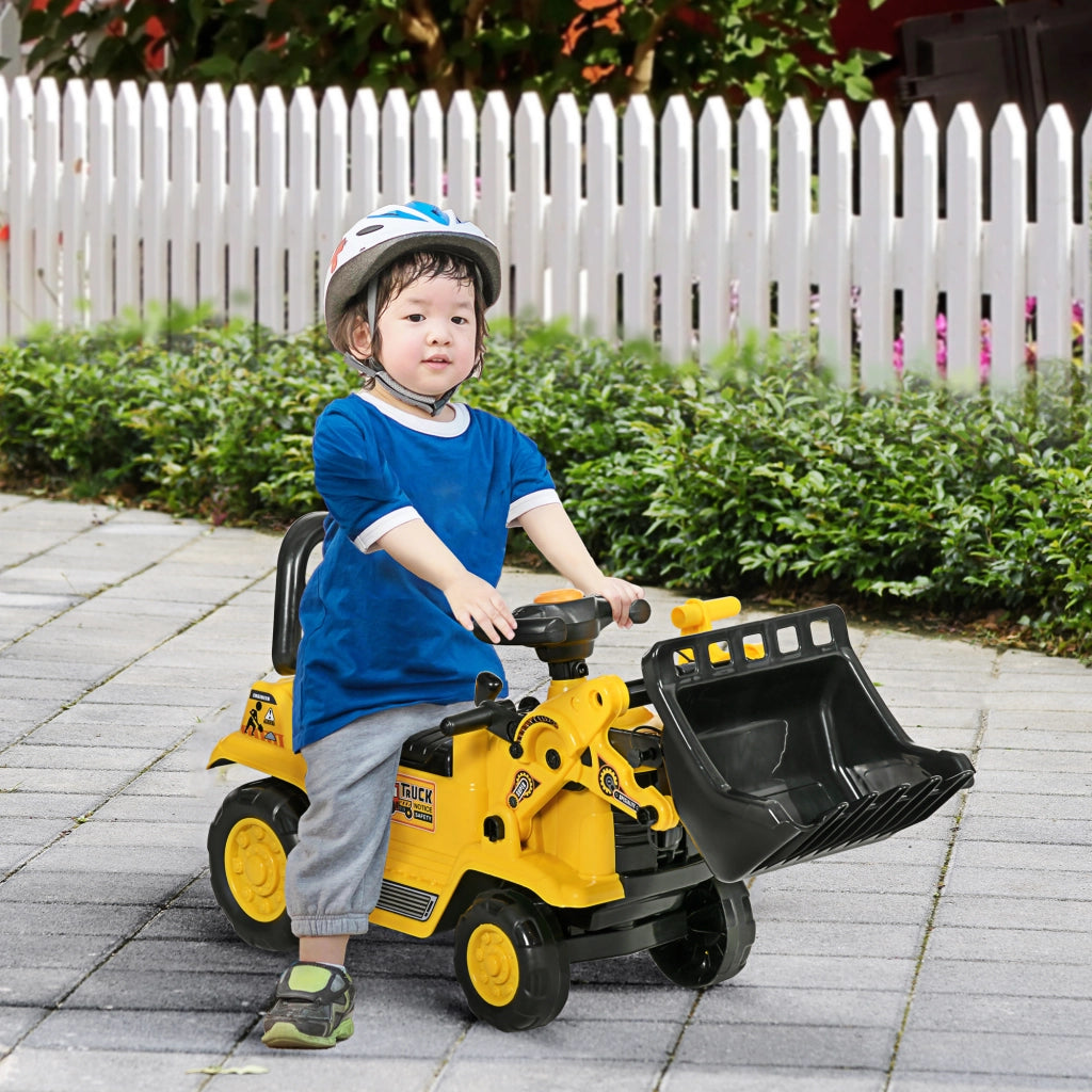 Escavatore Cavalcabile con Pala e Vano Portaoggetti ¨C Xylo ¨C Giallo e Nero, per Bambini 1,5-4 Anni