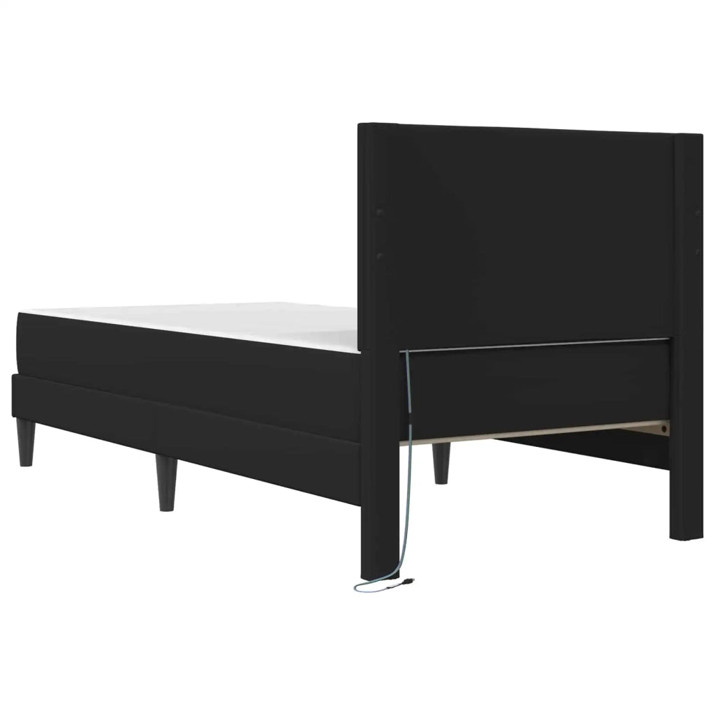 Struttura del letto con strisce LED-Giroletto con luci Nero 90 x 200 cm Similpelle 798260