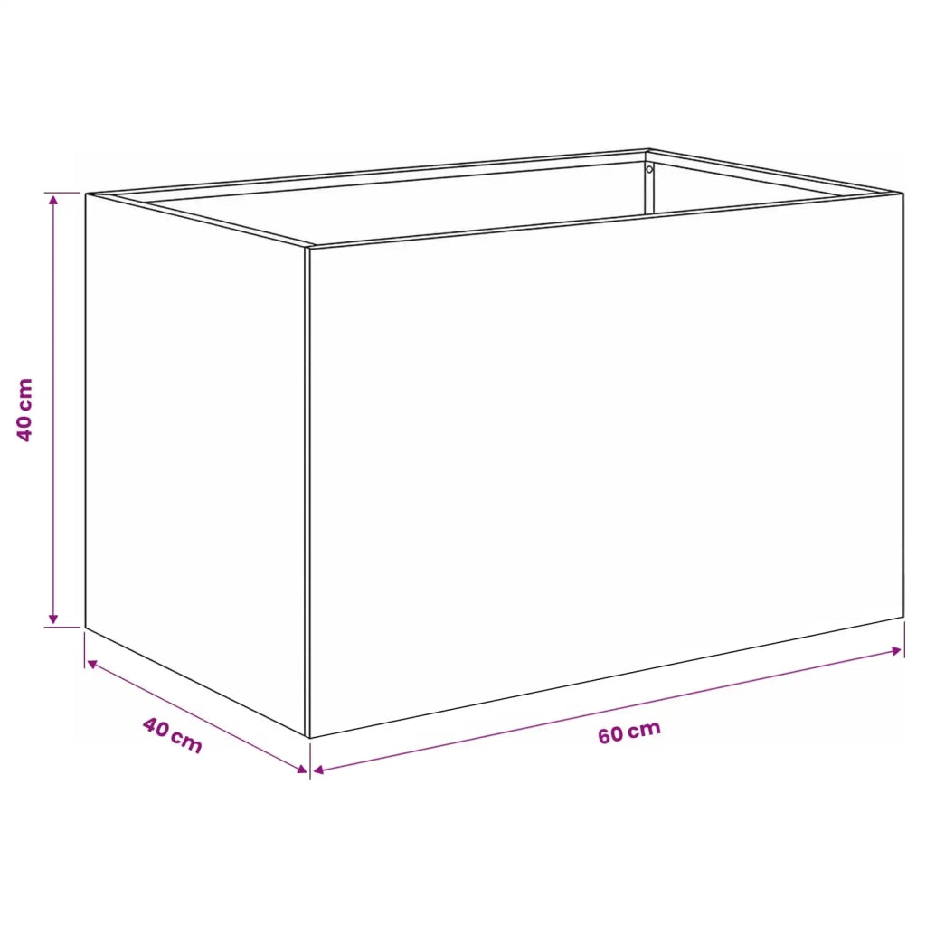 Vaso da giardino Nero 60 x 40 x 40 cm Acciaio laminato a freddo 8005680