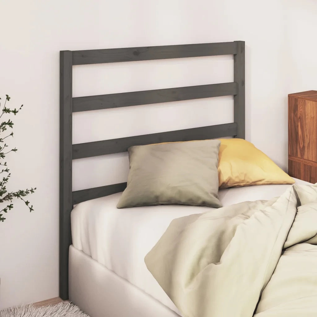 Testiera | Testata per Letto Grigia 95x4x100 cm in Legno Massello di Pino