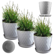 Vaso da fiori KADAX, fioriera, coperchio, 25 cm, supporto per fiori, plastica grigia, 3 pezzi.